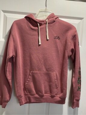 Billabong size XS junior girl Dusty Rose Crewneck Hoodie with Wave Emblem